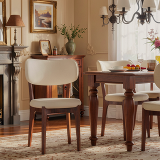 Sunvega Modern PU Leather Dining Chairs with Solid Wood Legs for Family Kitchen