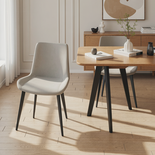 Sunvega Modern Upholstered Faux Leather Dining Chair with Sturdy Metal Legs
