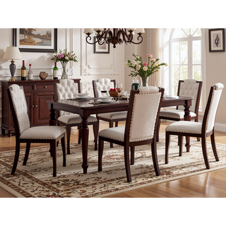 Sunvega Upholstered Dining Chairs Set of 4 with High Back Tufted Detail and Nailhead Trim