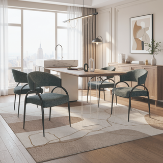 Sunvega Modern Upholstered Dining Chairs With Sturdy Metal Legs Set of 2
