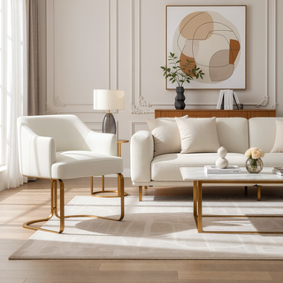Sunvega Modern Taupe Dining Chair with Gold Legs and Leatherette Upholstery for Dining Room