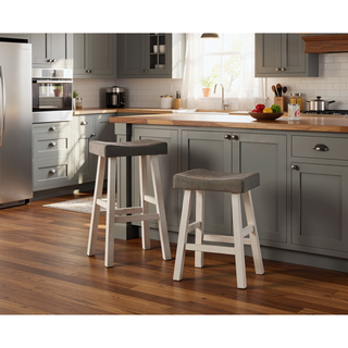 Sunvega 4-Piece Counter Height Dining Set with Table and 3 Stools in White and Coffee
