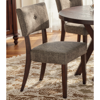 Sunvega Dark Gray Fabric Upholstered Dining Side Chair Set with Espresso Finish