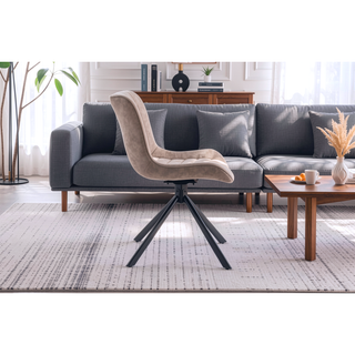 Sunvega Mid-Century Modern Tufted Diamond Pattern Upholstered Swivel Dining Chair