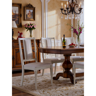 Sunvega Modern Natural Finish Dining Table with Double Pedestal Base