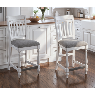 Sunvega Gray Slat Back Barstools in Coastal Oyster Shell Set of 2
