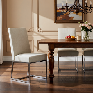 Sunvega Modern Velvet Upholstered Stainless Steel Dining Chair with Chrome Finish