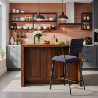 Sunvega Grey and Gunmetal Open Back Counter Height Chairs with Padded Seat Cushion