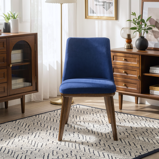 Sunvega Mid-Century Modern Navy Blue Velvet Dining Chair Set of 2