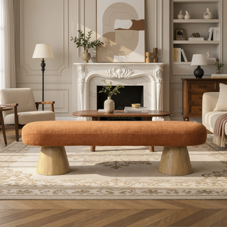 Sunvega Fully Assembled Upholstered Dining Bench with Wood Legs and Non-Slip Pads