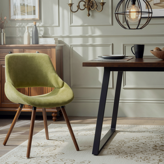 Sunvega Acid Green Upholstered Bentwood Dining Chair with Mid Century Modern Styling