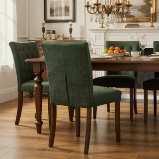 Sunvega Contemporary Upholstered Dining Side Chairs with Curved Back and Brown Wood Legs Set of 2