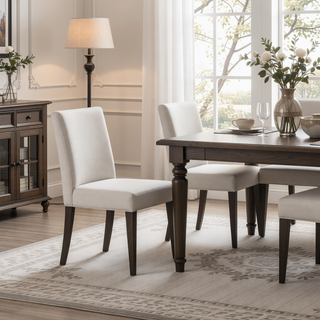 Sunvega Parson Style Dining Chair Set of Two in Light Gray Linen Blend