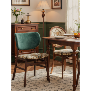 Sunvega Green and Walnut Padded Side Chair Set with Water Resistant and Scratch Resistant Finish