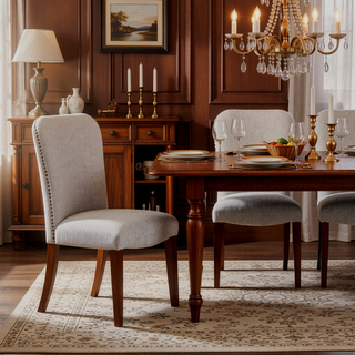 Sunvega Sophia Sea Oat Dining Chairs with Nail Heads in Performance Fabric - Set of 2
