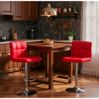 Sunvega Adjustable Hydraulic Swivel Bar Stool Set of 2 with Faux Leather Seat