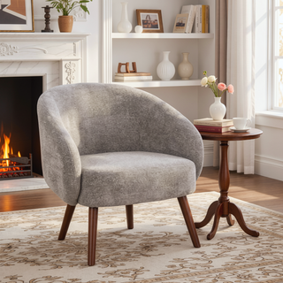 Sunvega Contemporary Accent Lounge Chair with Walnut Wood Legs and Padded Seat