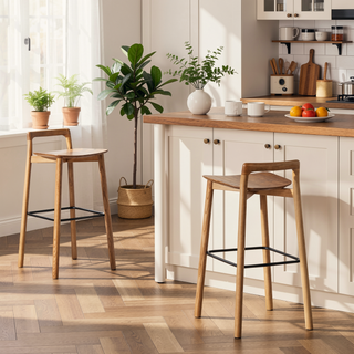 Sunvega 26.5 Inch Modern Minimalist Low Back Wood Counter Stool in Dark Brown Walnut