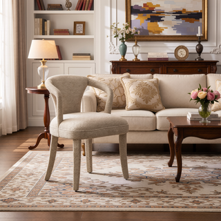 Sunvega Mid-Century Modern Tweed Upholstered Armchair for Dining and Living Room