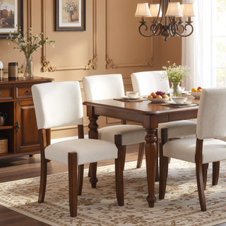 Sunvega 4 Piece Dining Table Set with 2 Upholstered Chairs and 1 Bench