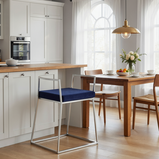 Sunvega Modern Fuji Stackable Dining Chair with Upholstered Seat and Metal Frame