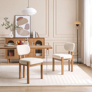 Sunvega Modern Upholstered Wooden Dining Chairs Set of 2 for Small Spaces
