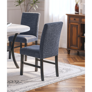 Sunvega Modern Dark Gray Corduroy Upholstered Dining Chairs Set of 2