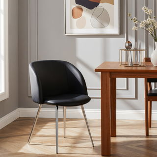 Sunvega Faux Leather Upholstered Dining Chairs with Metal Legs Set of 2