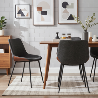 Sunvega Industrial Two-Tone Upholstery Chair with Cushioned Seat and Backrest Set of 2