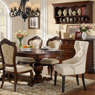 Sunvega Gillian Grey and Black Upholstered Dining Side Chair with Wingback Design