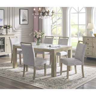 Sunvega Upholstered Dining Bench with Beige Gray Finish and Contemporary Style