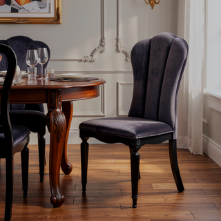 Sunvega Glam Style 2pc Side Chair with Upholstered Seat and Fluted Legs for Dining Room