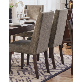 Sunvega Dark Brown Finish Wood Frame Dining Chairs Set of 2 with Gray Fabric