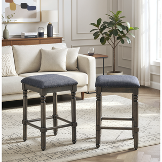 Sunvega Rustic Chic Upholstered Swivel Counter Height Stool Set of 2