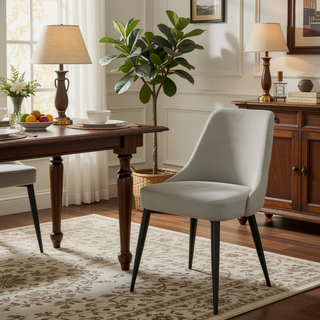 Sunvega Light Grey Tufted Dining Chair Set with Cushioned Seat and Tapered Legs