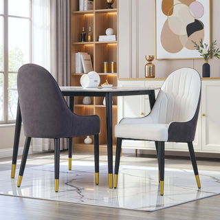 Sunvega Modern PU Leather Dining Chair with Solid Wood Legs and Ergonomic Seat