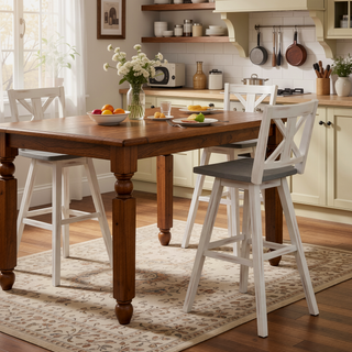 Sunvega Solid Rubberwood Counter Height Dining Table with Distressed Gray Finish