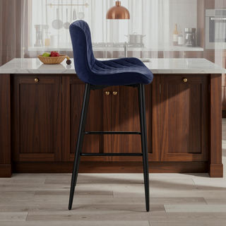 Sunvega Modern Brown Velvet Upholstered Counter Height Chairs with Quilted Stitching