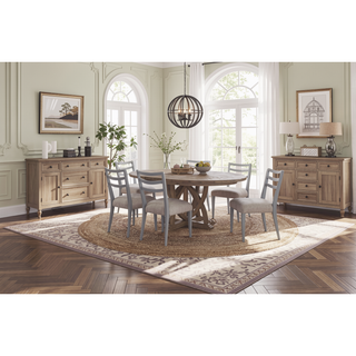 Sunvega Ocean Colored Finish Polyester Upholstered Ladderback Side Dining Chair Set of 2