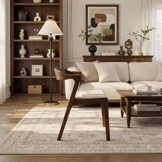 Sunvega Cream Velvet Dining Chair Set of 2 with Solid Wood Legs and Mid-Century Modern Design