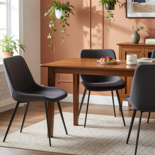 Sunvega Industrial Two-Tone Upholstered Chair with Black Metal Base Set of 2