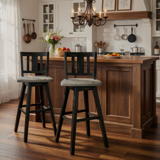 Sunvega Solid Rubberwood Counter Height Dining Table with Distressed Gray Finish