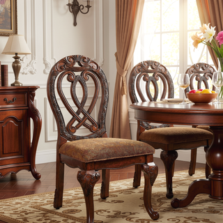 Sunvega Traditional Solid Wood Dining Chairs with Intricate Carved Details and Lion Claw Feet