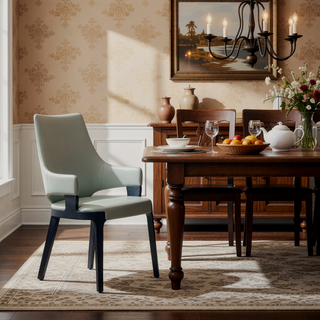 Sunvega Modern Dining Armchair in Blue Velvet with Solid Beech Wood Frame
