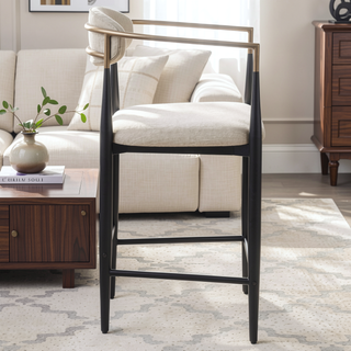 Sunvega Modern Mid-Century Upholstered Counter Stools with Padded Backrest and Seat Set of 2