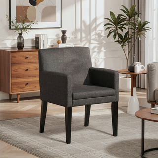 Sunvega Yorkshire Grey Upholstered Dining Arm Chair with Cushioned Arms for Dining Areas