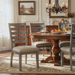 Sunvega Traditional Style Cherry and Gray Finish Wooden Dining Table with 6 Drawers