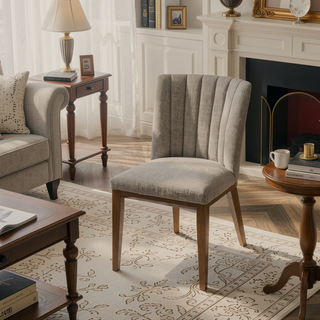 Sunvega Elmwood Cream Fabric Dining Chair Set Of 2 Mid Century Velvet