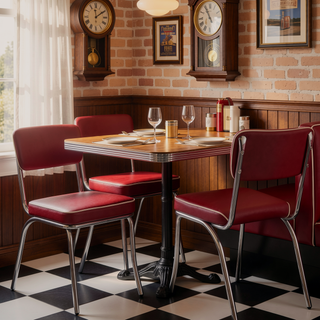 Sunvega Vintage Inspired Chrome Frame with Curved Legs and Padded Seat Side Chairs