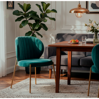 Sunvega Contemporary Velvet Upholstered Dining Chairs with Gold Metal Frame, Set of 2